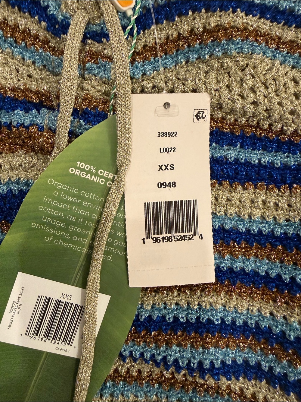 NWT Farm Rio mixed waves striped knit maxi skirt in the blues XXS - Picture 6 of 9
